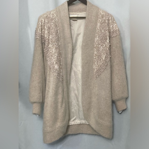 BELLDINI Angor & Rabbit Hair Long Cardigan M Beige NWOT - Picture 5 of 13